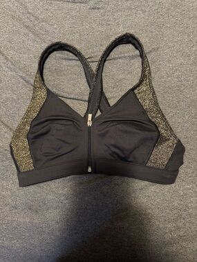Victoria's Secret Black Sports Bra with Gold Glitter Trim